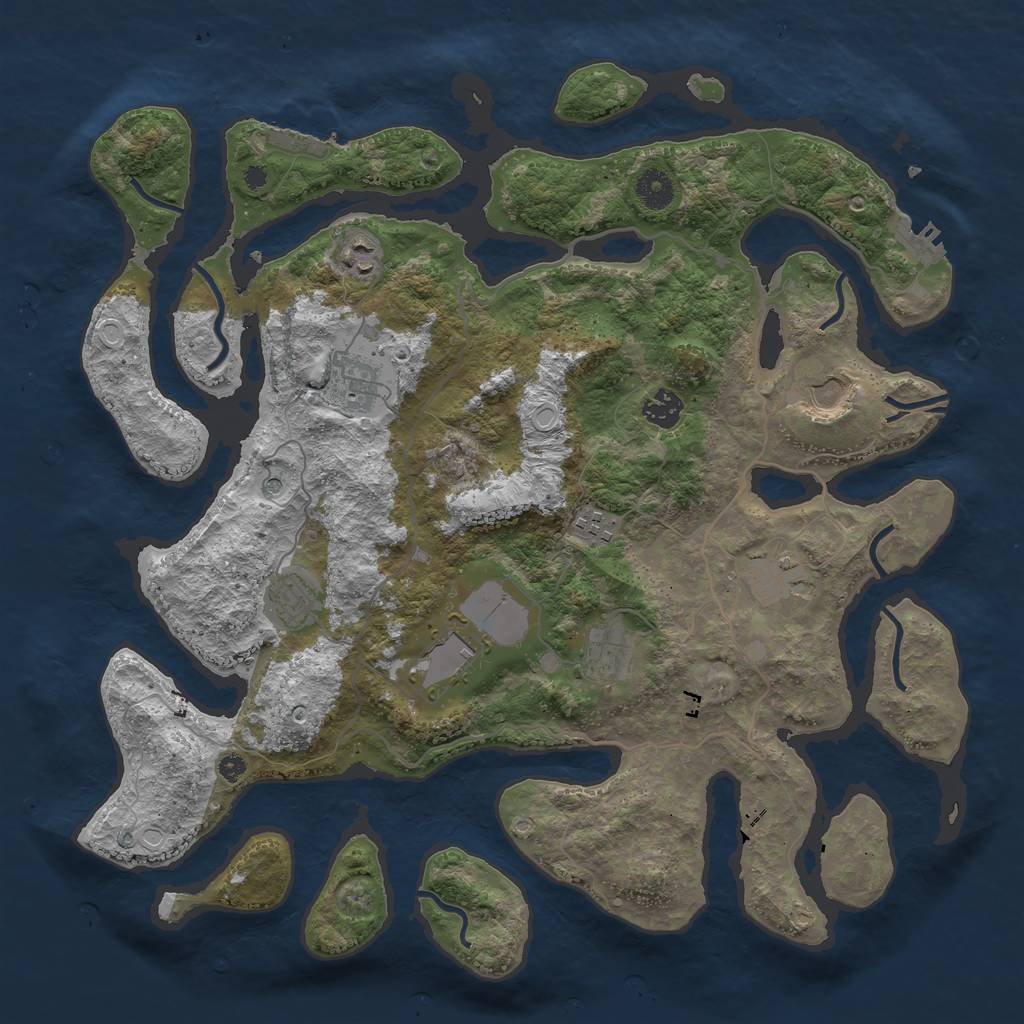Rust Map: Procedural Map, Size: 4000, Seed: 1261508618, 17 Monuments