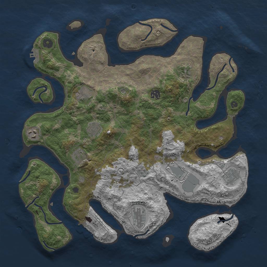 Rust Map: Procedural Map, Size: 4000, Seed: 614680, 18 Monuments