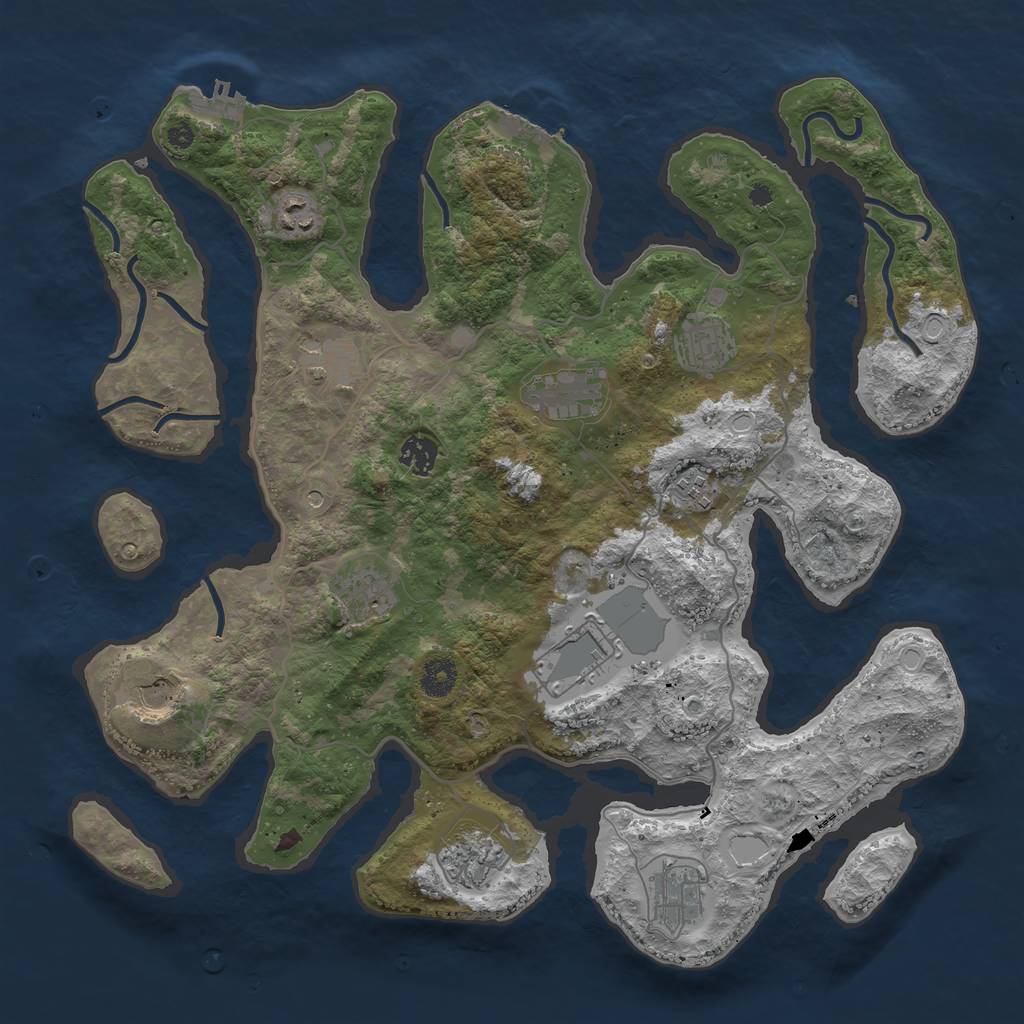 Rust Map: Procedural Map, Size: 4000, Seed: 1962605891, 19 Monuments