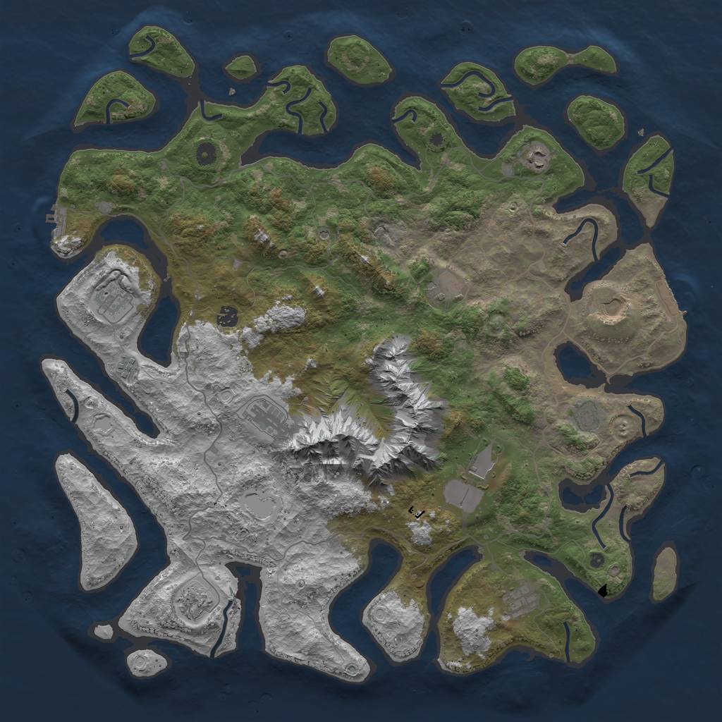 Rust Map: Procedural Map, Size: 5000, Seed: 6155165, 19 Monuments