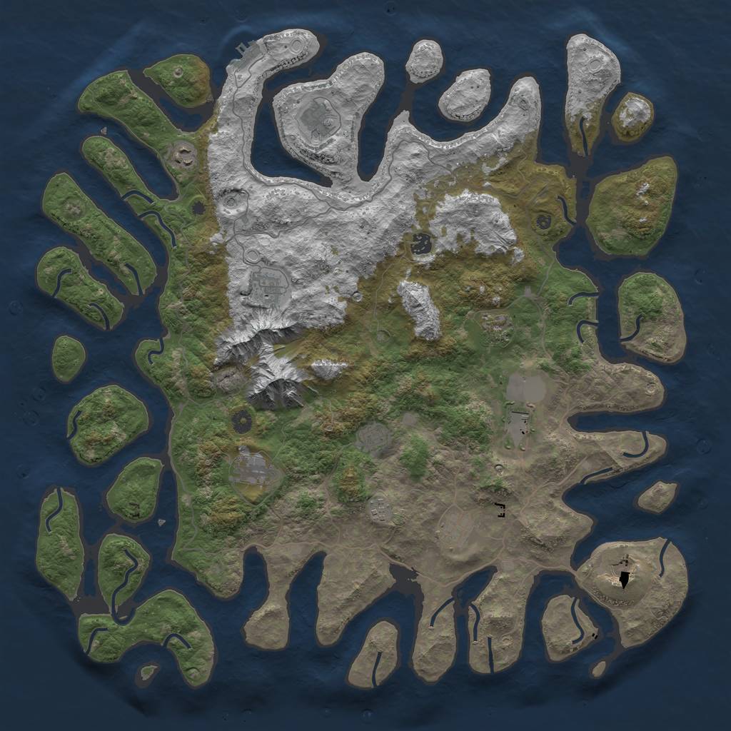 Rust Map: Procedural Map, Size: 5000, Seed: 186, 18 Monuments
