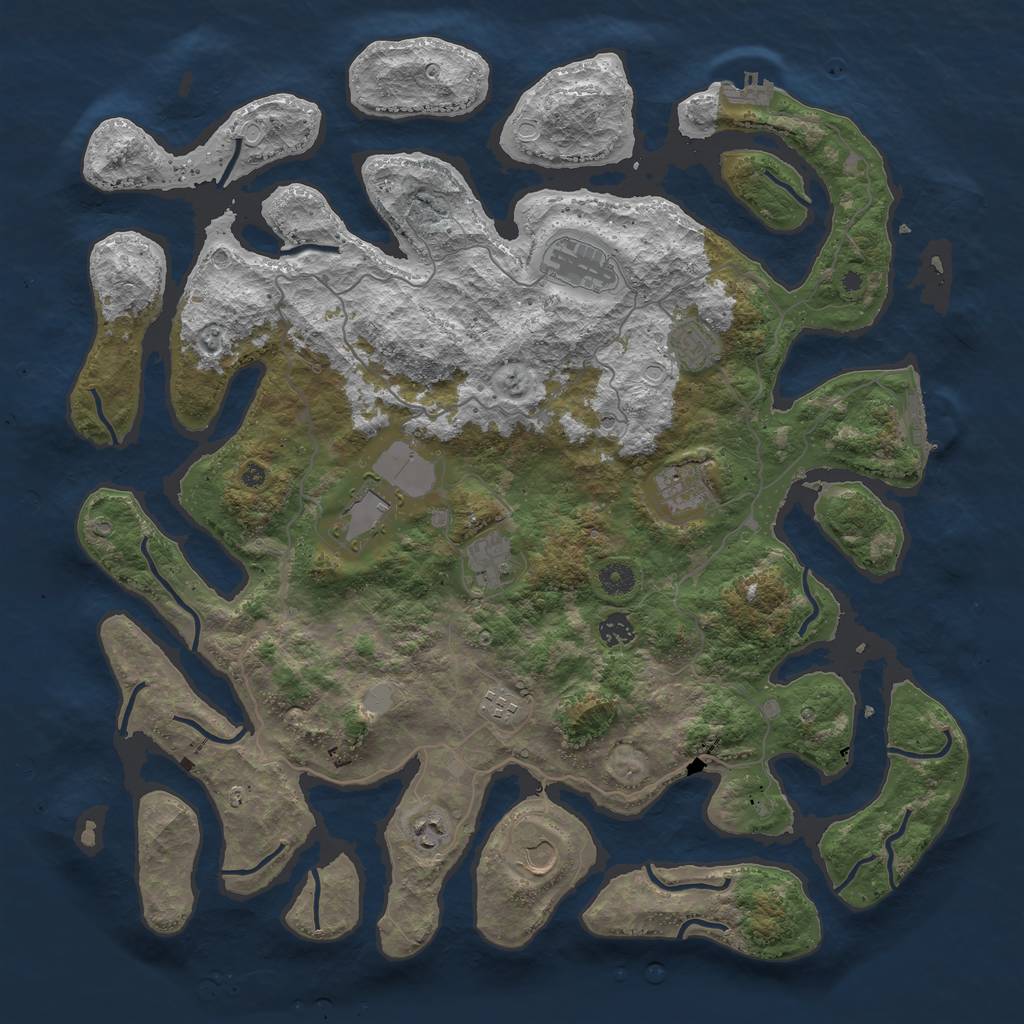 Rust Map: Procedural Map, Size: 4500, Seed: 140810, 17 Monuments