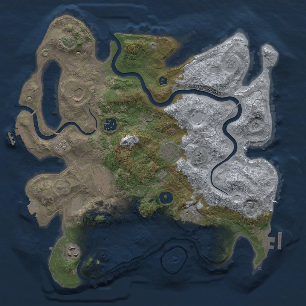 Rust Map: Procedural Map, Size: 3500, Seed: 542847696, 13 Monuments