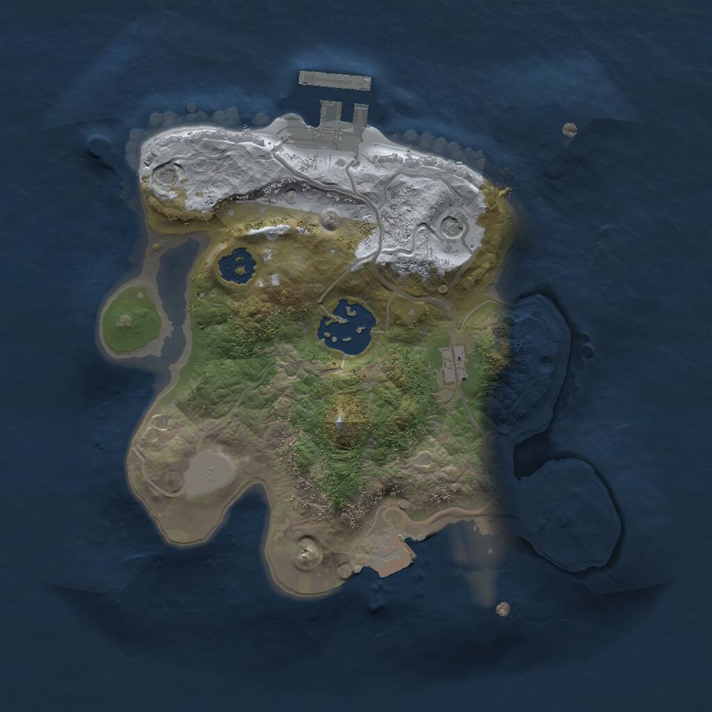 Rust Map: Procedural Map, Size: 2000, Seed: 398322938, 4 Monuments
