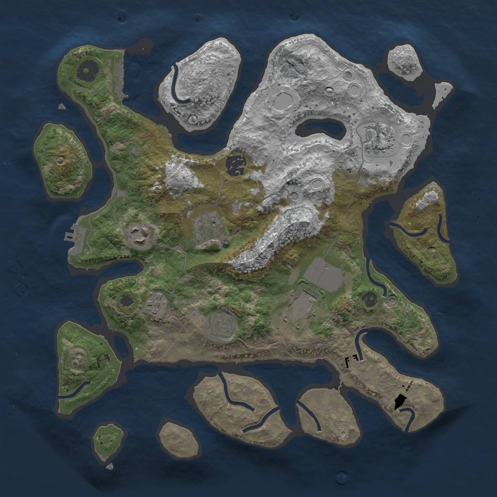 Rust Map: Procedural Map, Size: 3500, Seed: 1282701379, 15 Monuments