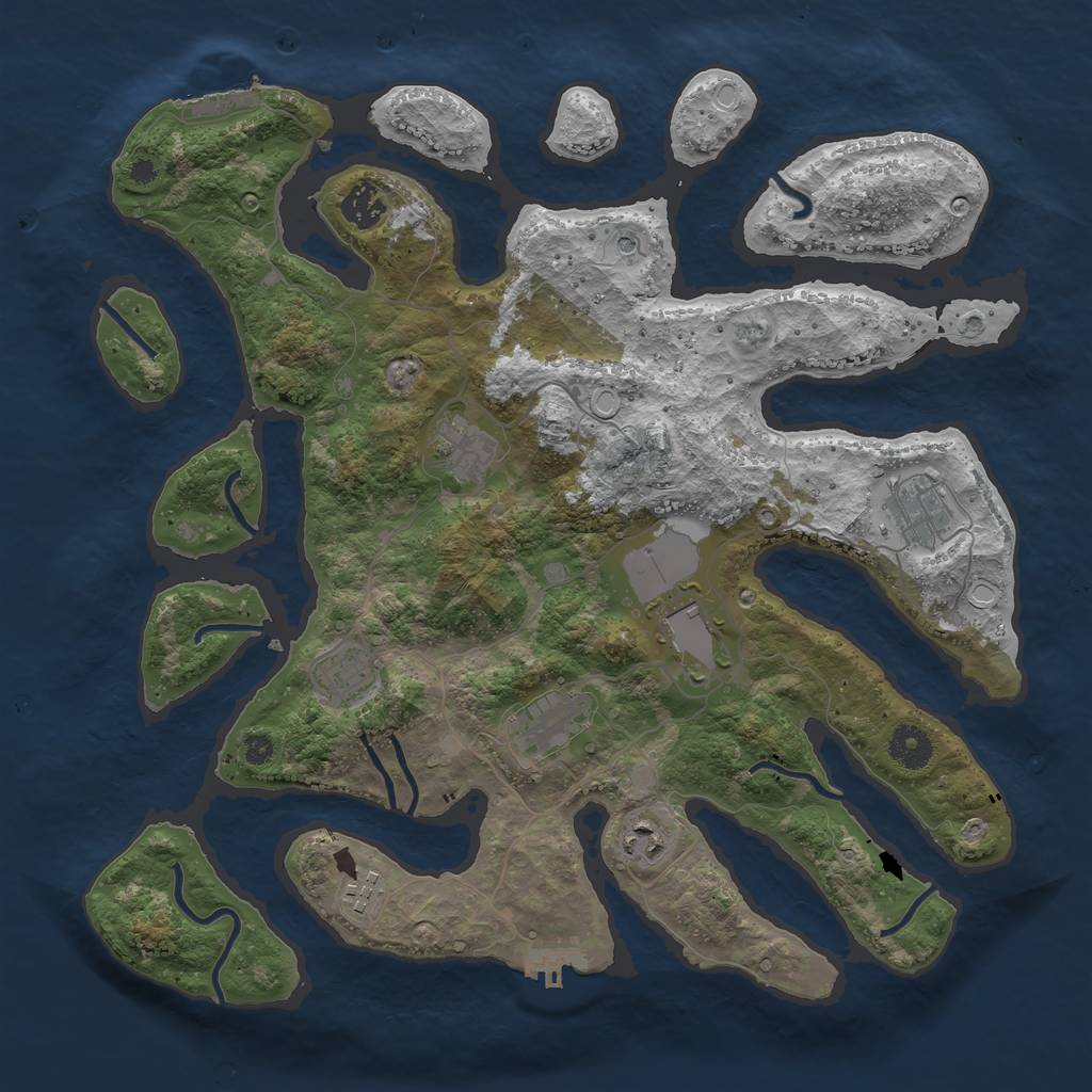 Rust Map: Procedural Map, Size: 3800, Seed: 131204, 16 Monuments