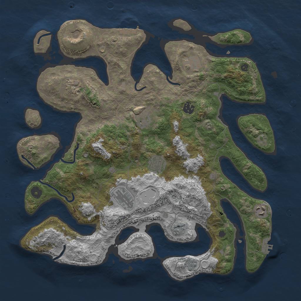 Rust Map: Procedural Map, Size: 4000, Seed: 206672173, 17 Monuments