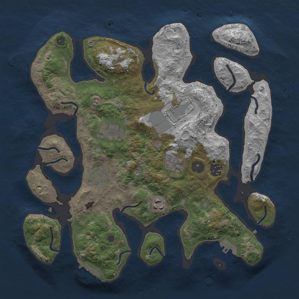 Rust Map: Procedural Map, Size: 3500, Seed: 68606407, 14 Monuments