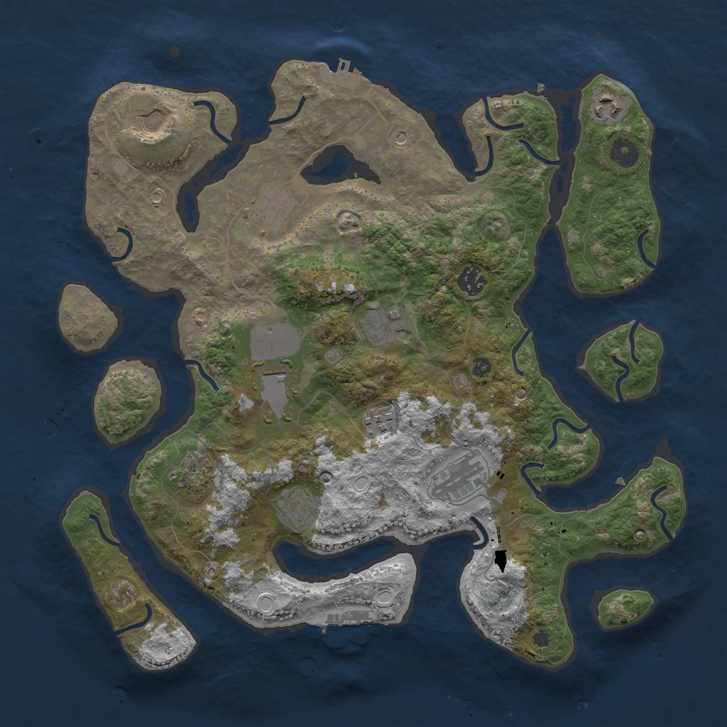 Rust Map: Procedural Map, Size: 3800, Seed: 705305879, 18 Monuments