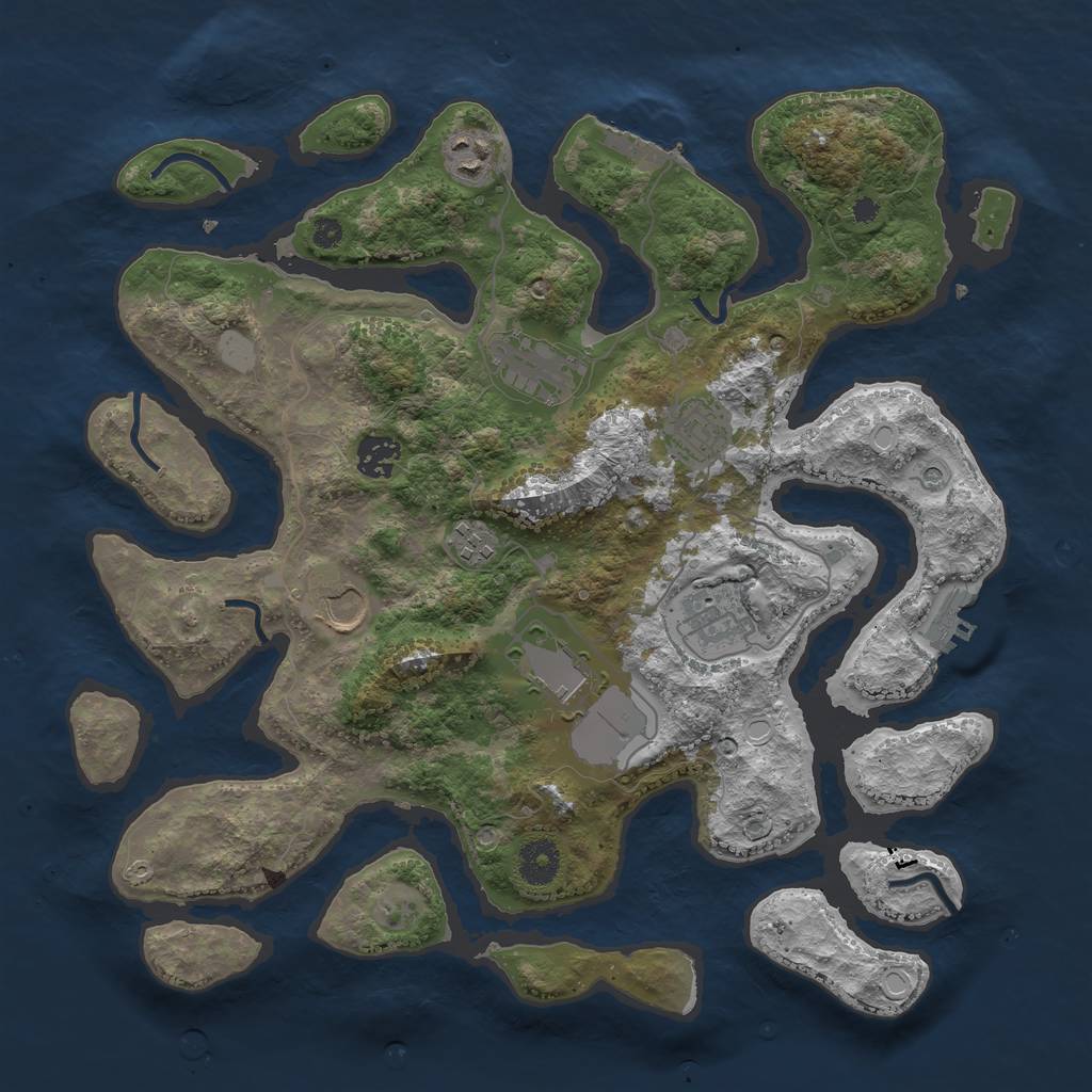 Rust Map: Procedural Map, Size: 3700, Seed: 276442386, 16 Monuments