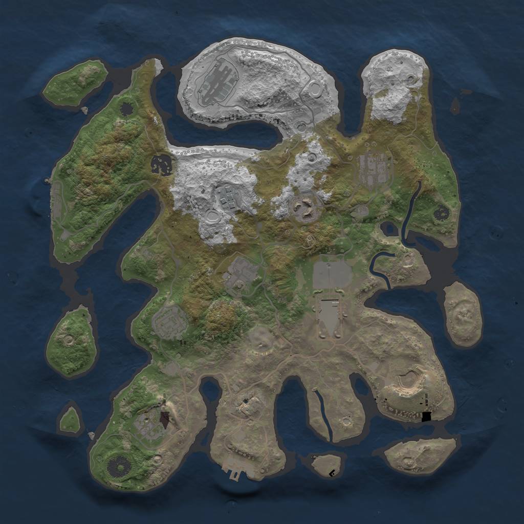 Rust Map: Procedural Map, Size: 3500, Seed: 978077240, 18 Monuments