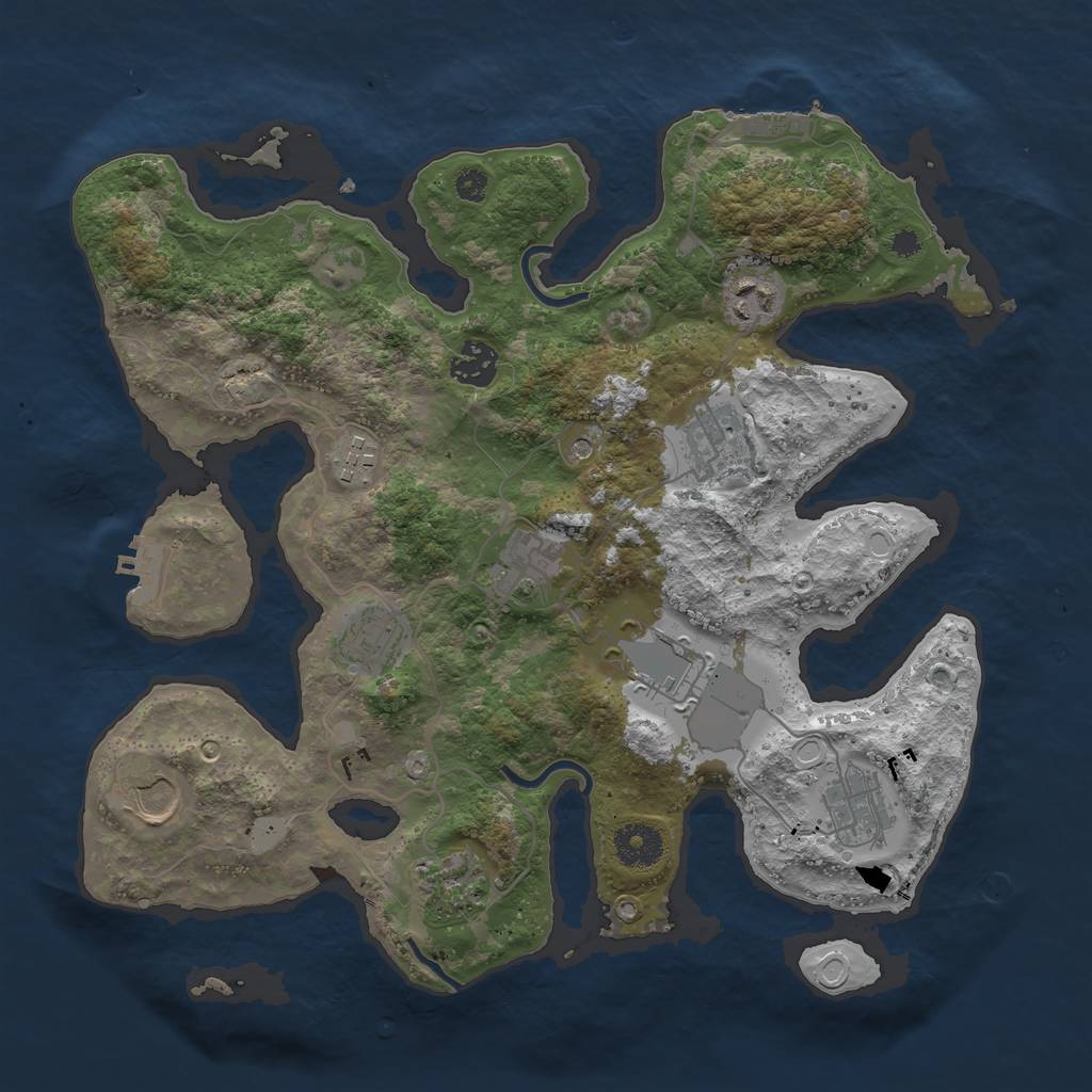 Rust Map: Procedural Map, Size: 3500, Seed: 953, 18 Monuments