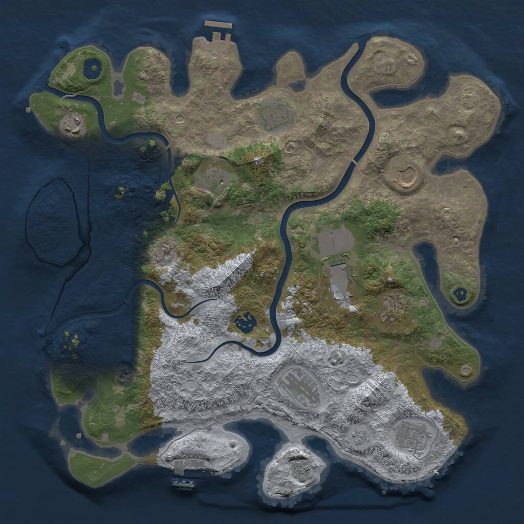 Rust Map: Procedural Map, Size: 3850, Seed: 1385505317, 16 Monuments