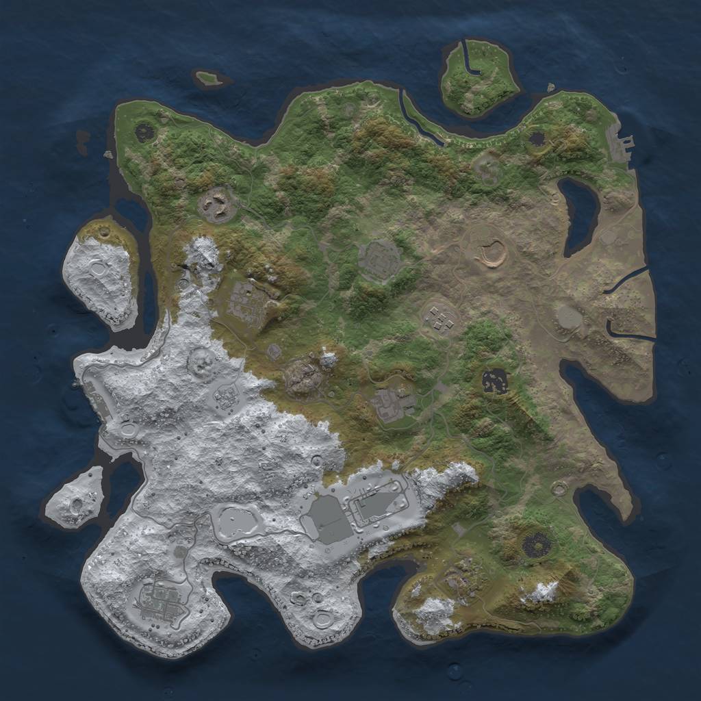 Rust Map: Procedural Map, Size: 3850, Seed: 236694516, 19 Monuments