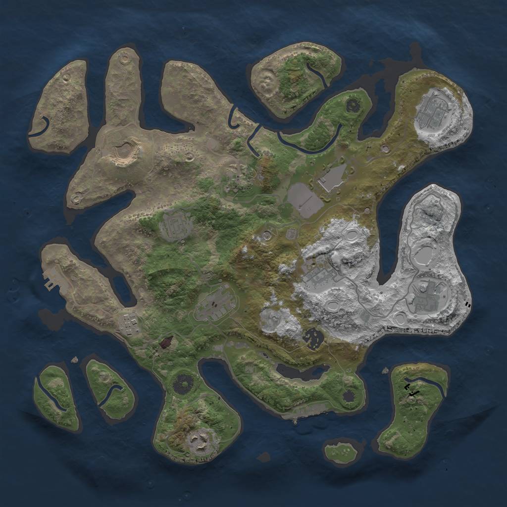Rust Map: Procedural Map, Size: 3700, Seed: 1768860216, 19 Monuments