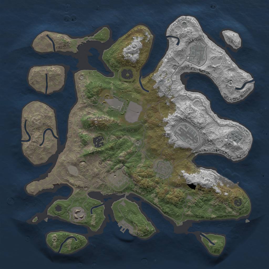 Rust Map: Procedural Map, Size: 3500, Seed: 1564654326, 16 Monuments