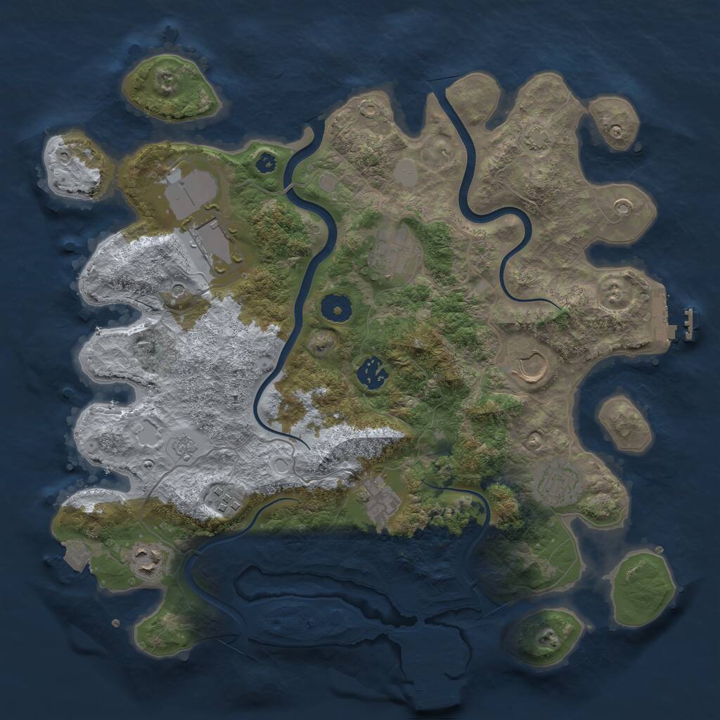 Rust Map: Procedural Map, Size: 3600, Seed: 1647949376, 14 Monuments