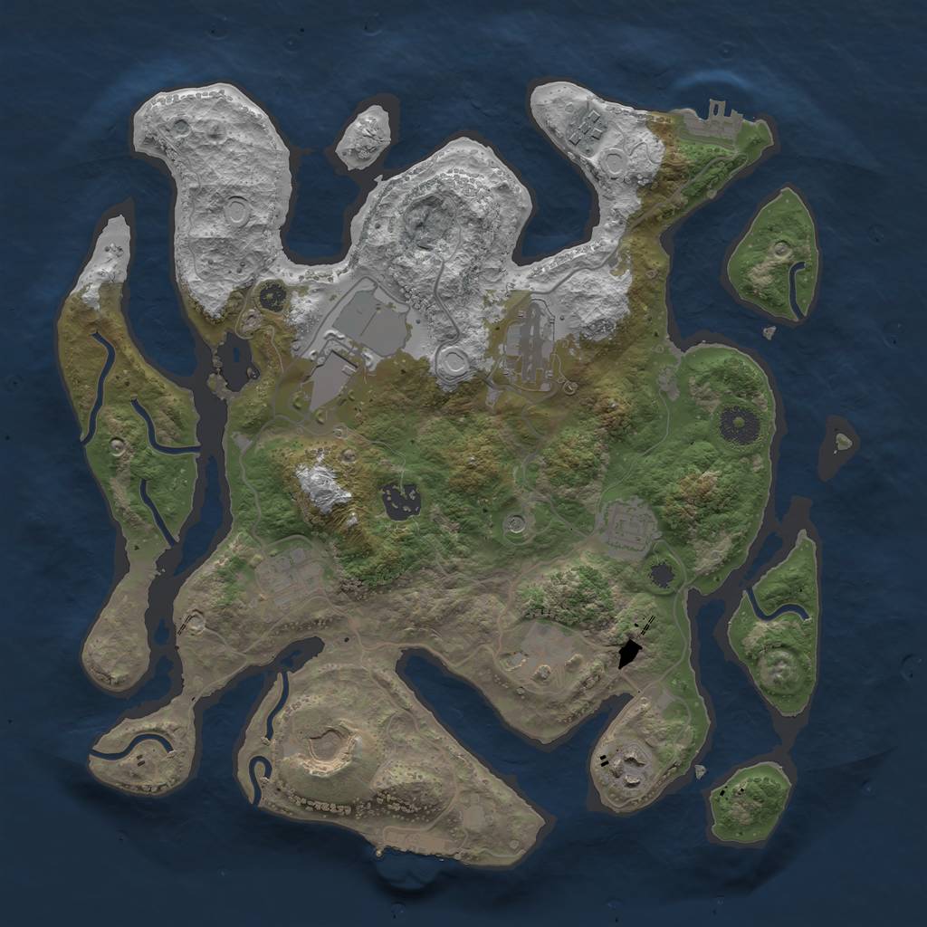 Rust Map: Procedural Map, Size: 3500, Seed: 1265114940, 17 Monuments