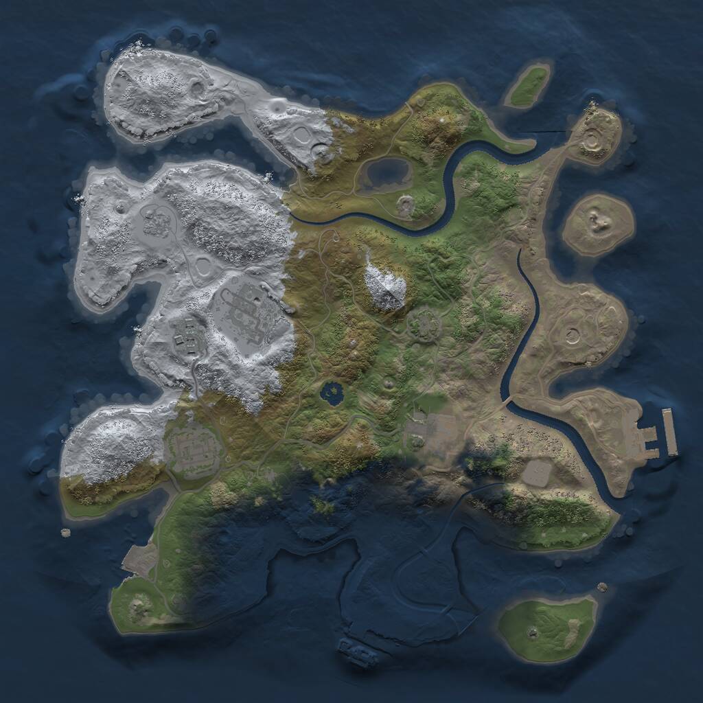 Rust Map: Procedural Map, Size: 3000, Seed: 4578, 10 Monuments