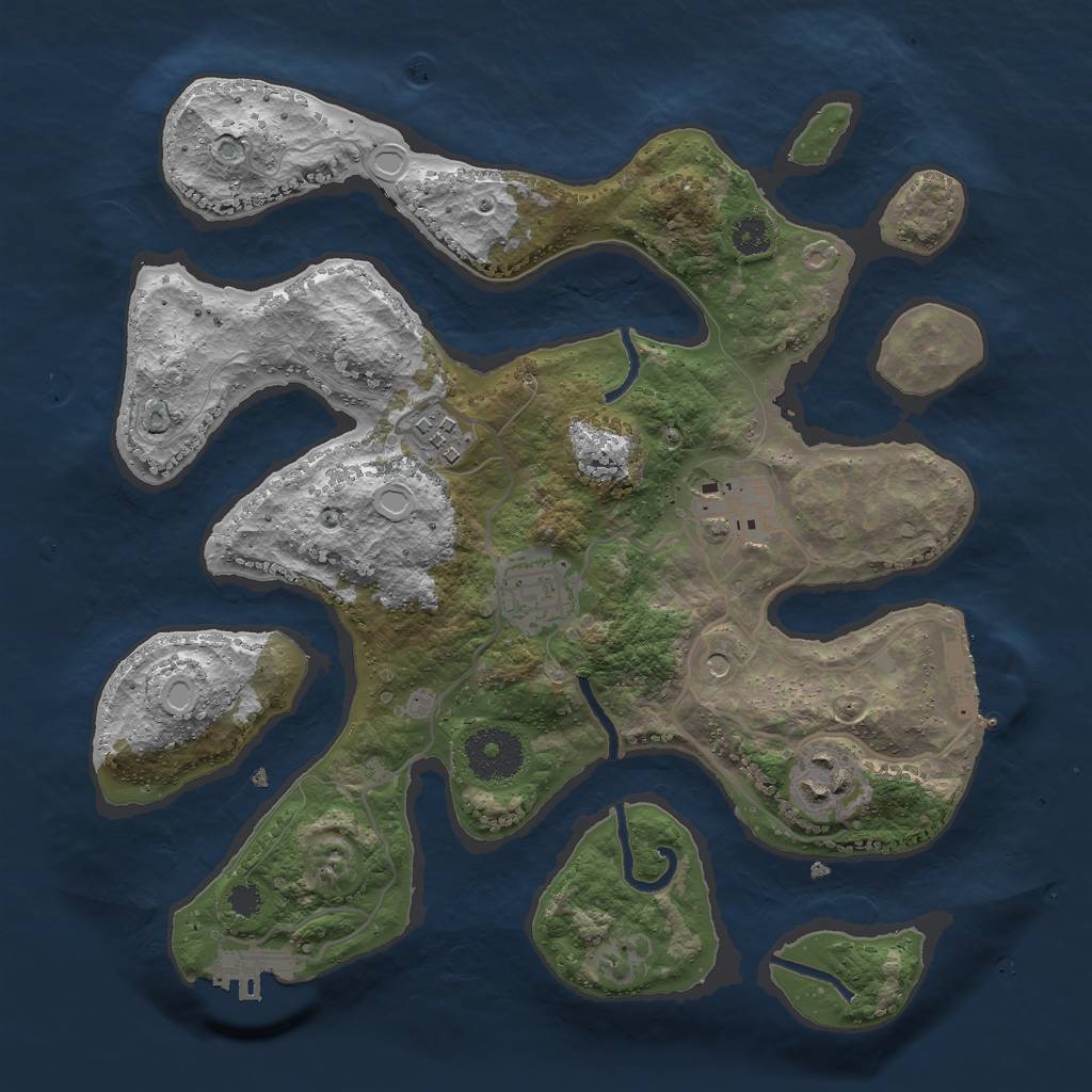 Rust Map: Procedural Map, Size: 3000, Seed: 4578, 12 Monuments