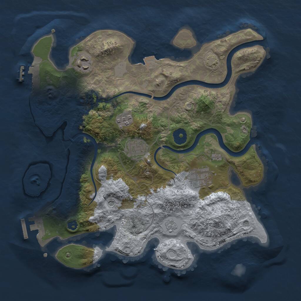 Rust Map: Procedural Map, Size: 3000, Seed: 1834394592, 10 Monuments