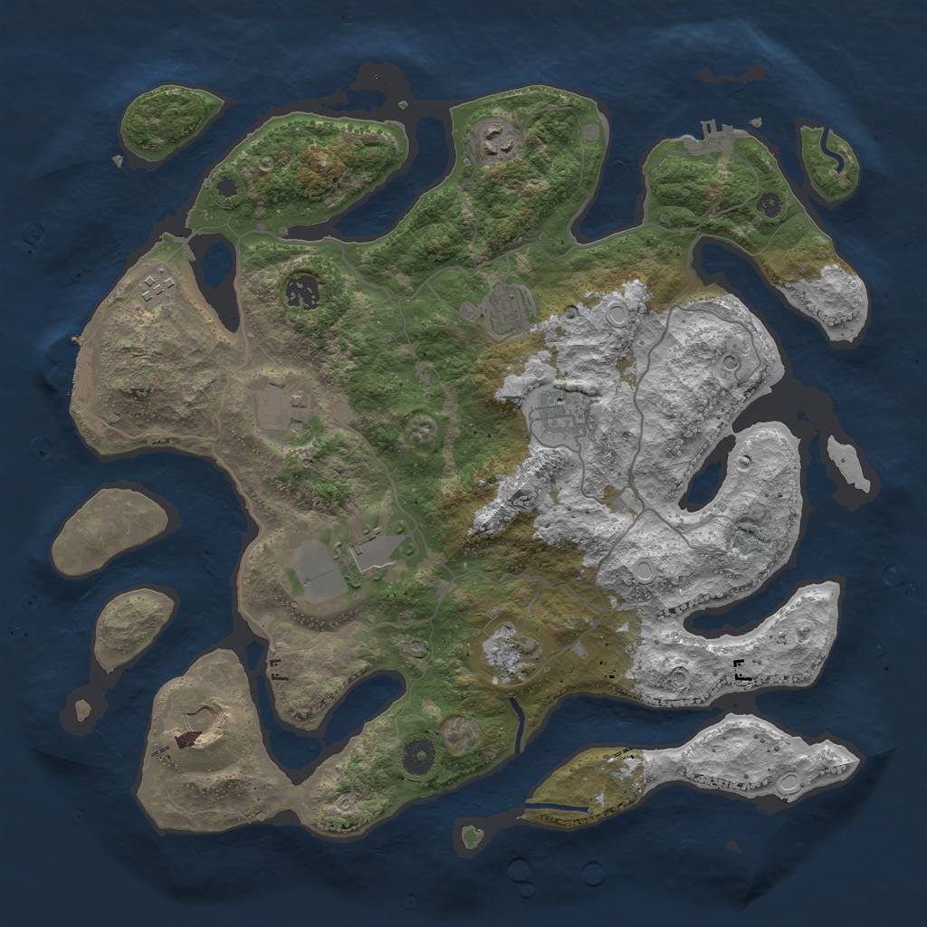Rust Map: Procedural Map, Size: 4000, Seed: 1068259136, 17 Monuments