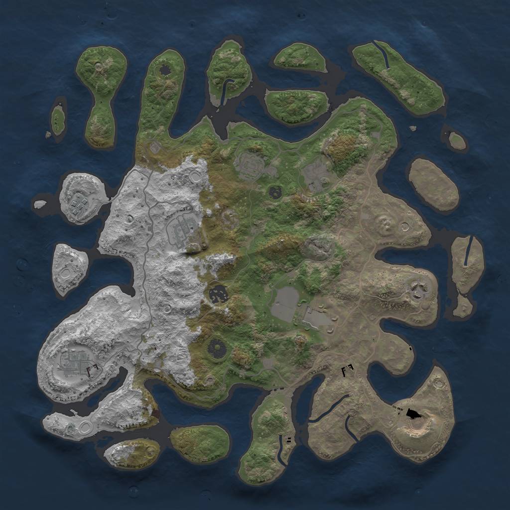 Rust Map: Procedural Map, Size: 4000, Seed: 1094760992, 15 Monuments