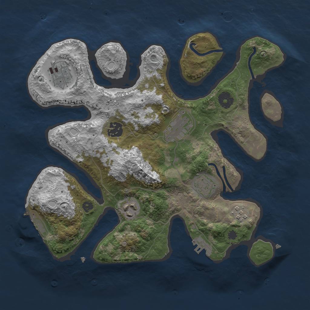 Rust Map: Procedural Map, Size: 3000, Seed: 1725795714, 13 Monuments