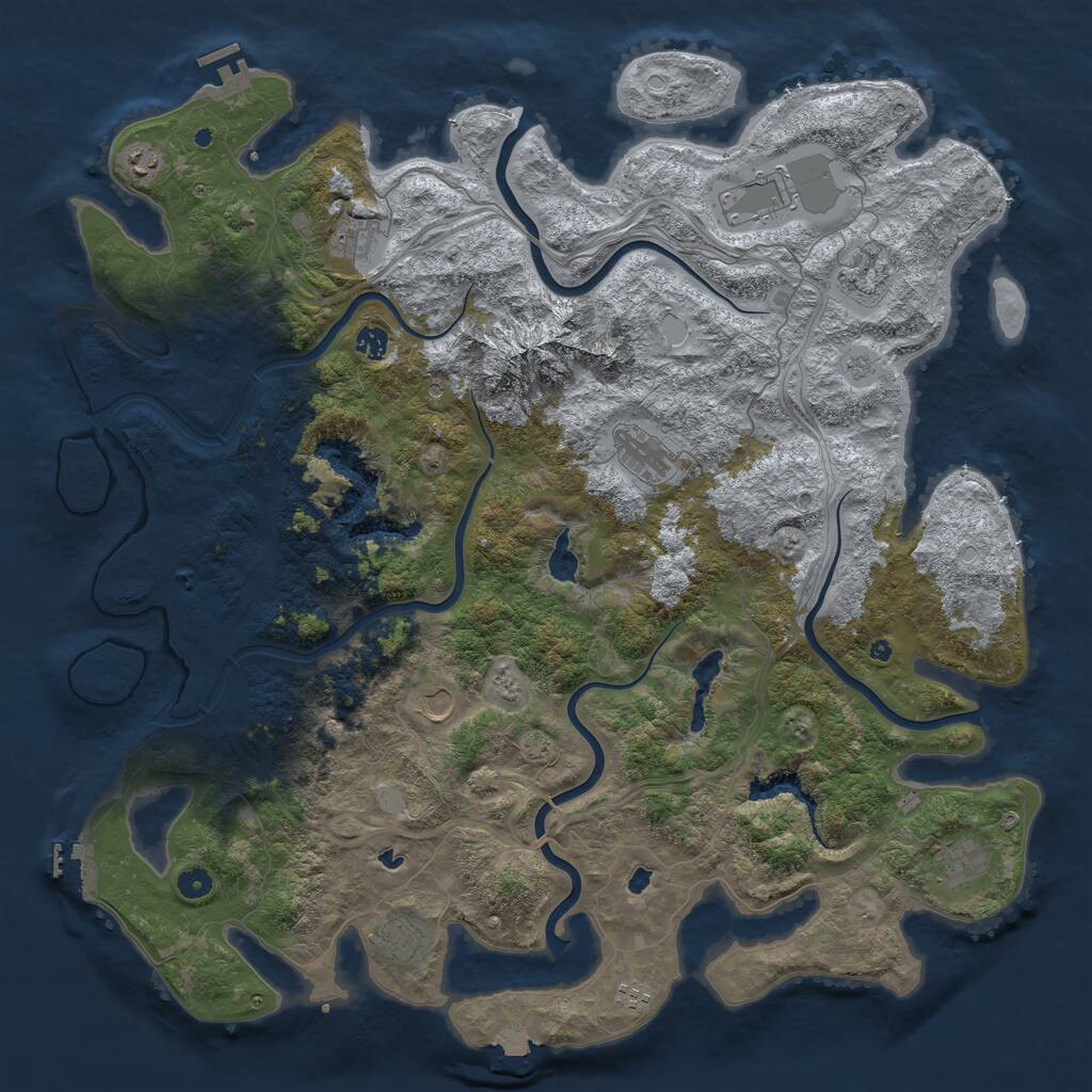Rust Map: Procedural Map, Size: 5000, Seed: 434523, 16 Monuments
