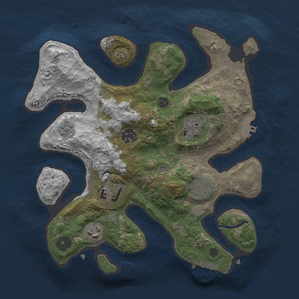 Rust Map: Procedural Map, Size: 3000, Seed: 1988916375, 14 Monuments