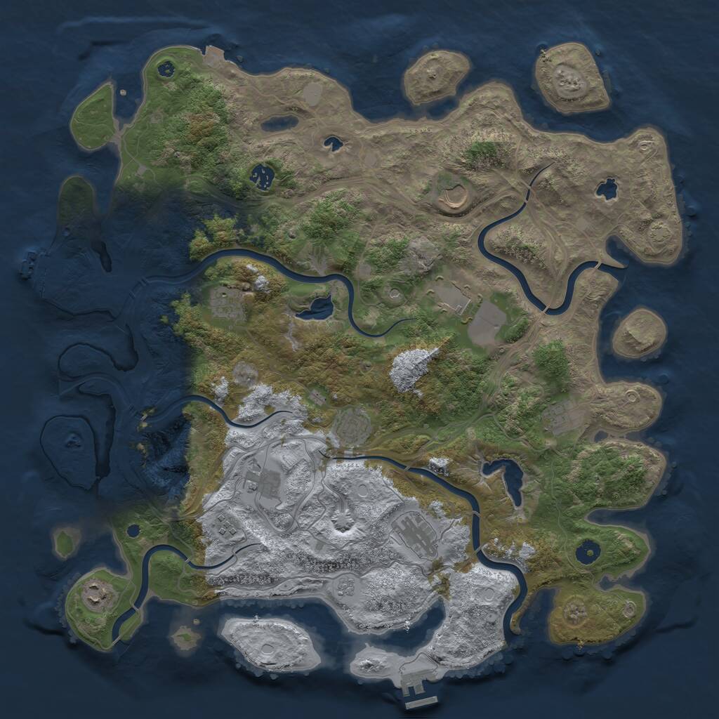 Rust Map: Procedural Map, Size: 4500, Seed: 1192055725, 16 Monuments