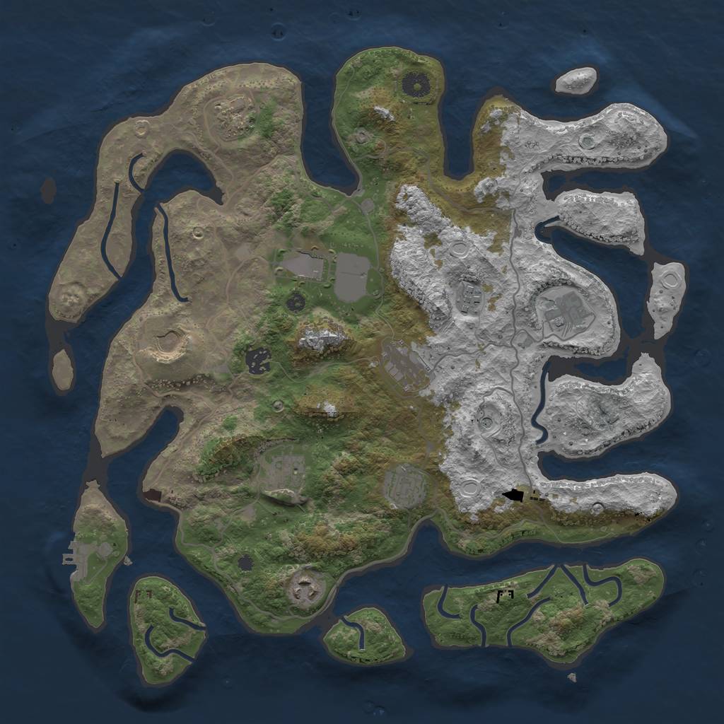 Rust Map: Procedural Map, Size: 4000, Seed: 1973640464, 17 Monuments