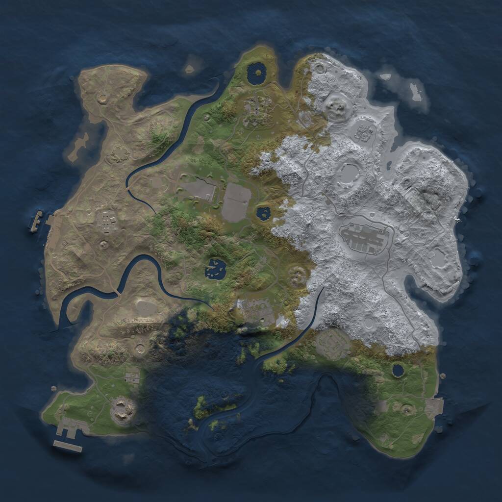 Rust Map: Procedural Map, Size: 3500, Seed: 12416, 14 Monuments