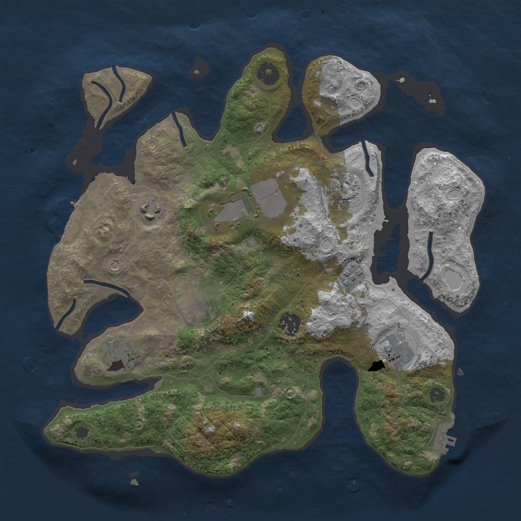 Rust Map: Procedural Map, Size: 3500, Seed: 12416, 16 Monuments