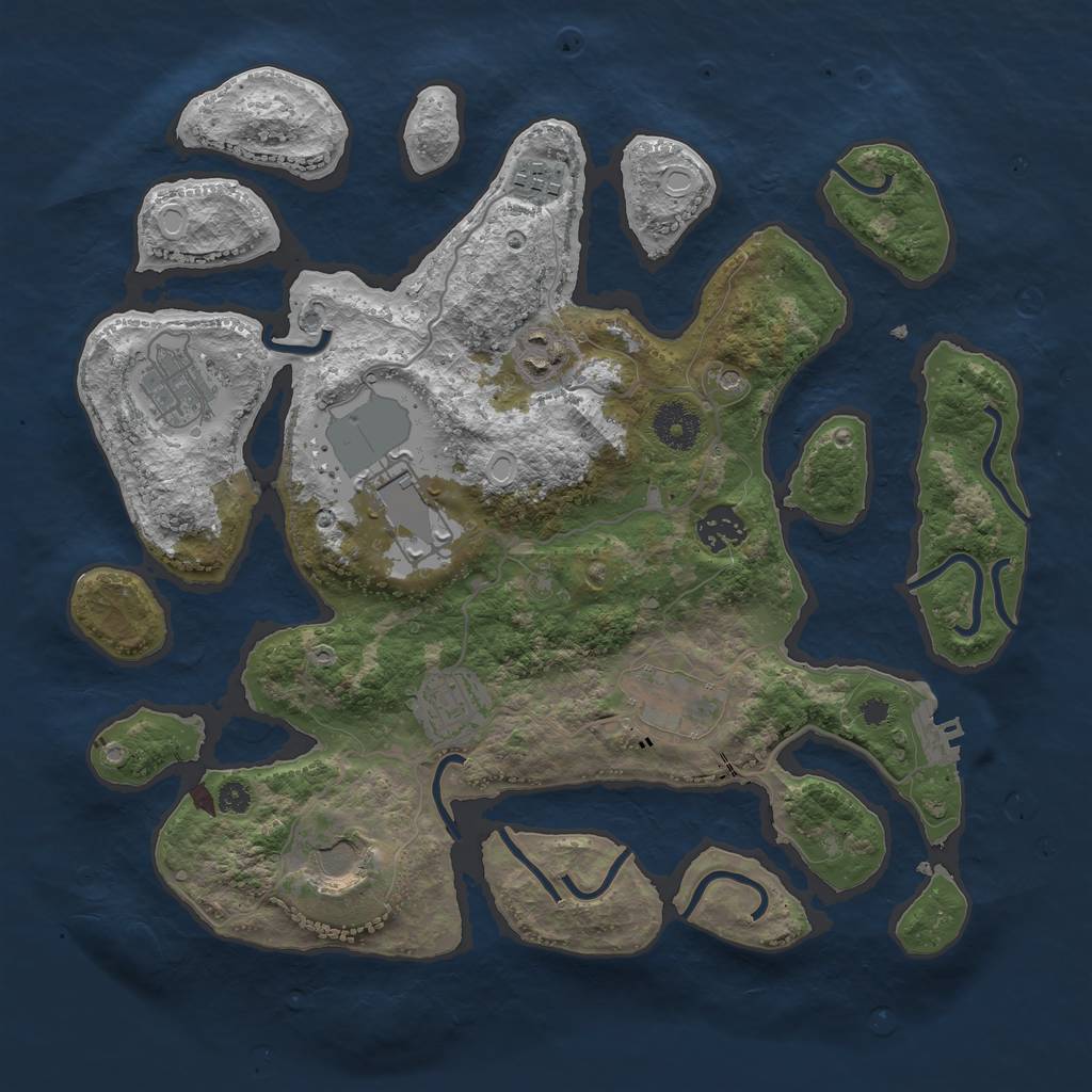 Rust Map: Procedural Map, Size: 3500, Seed: 57863, 15 Monuments