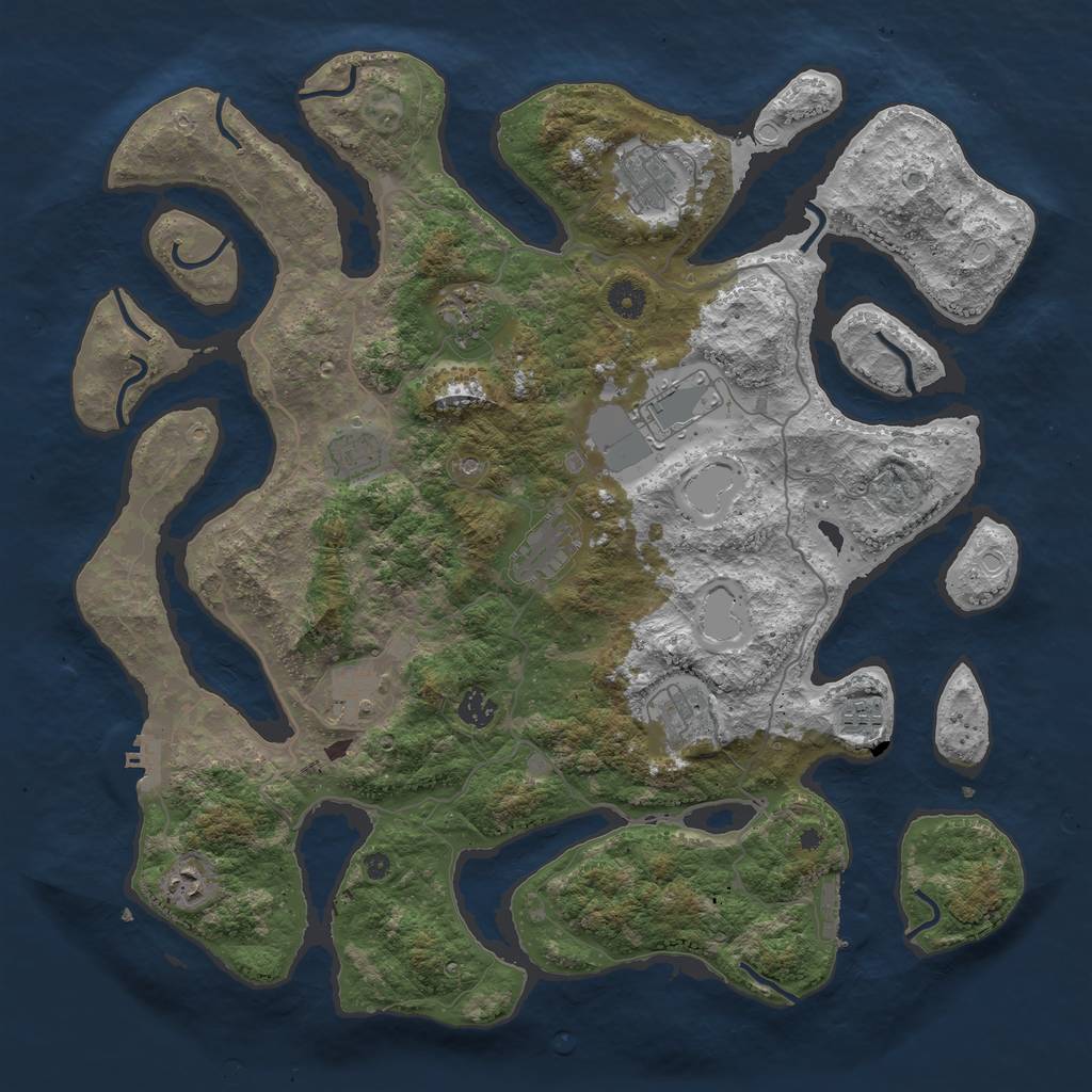 Rust Map: Procedural Map, Size: 4300, Seed: 1166249176, 18 Monuments