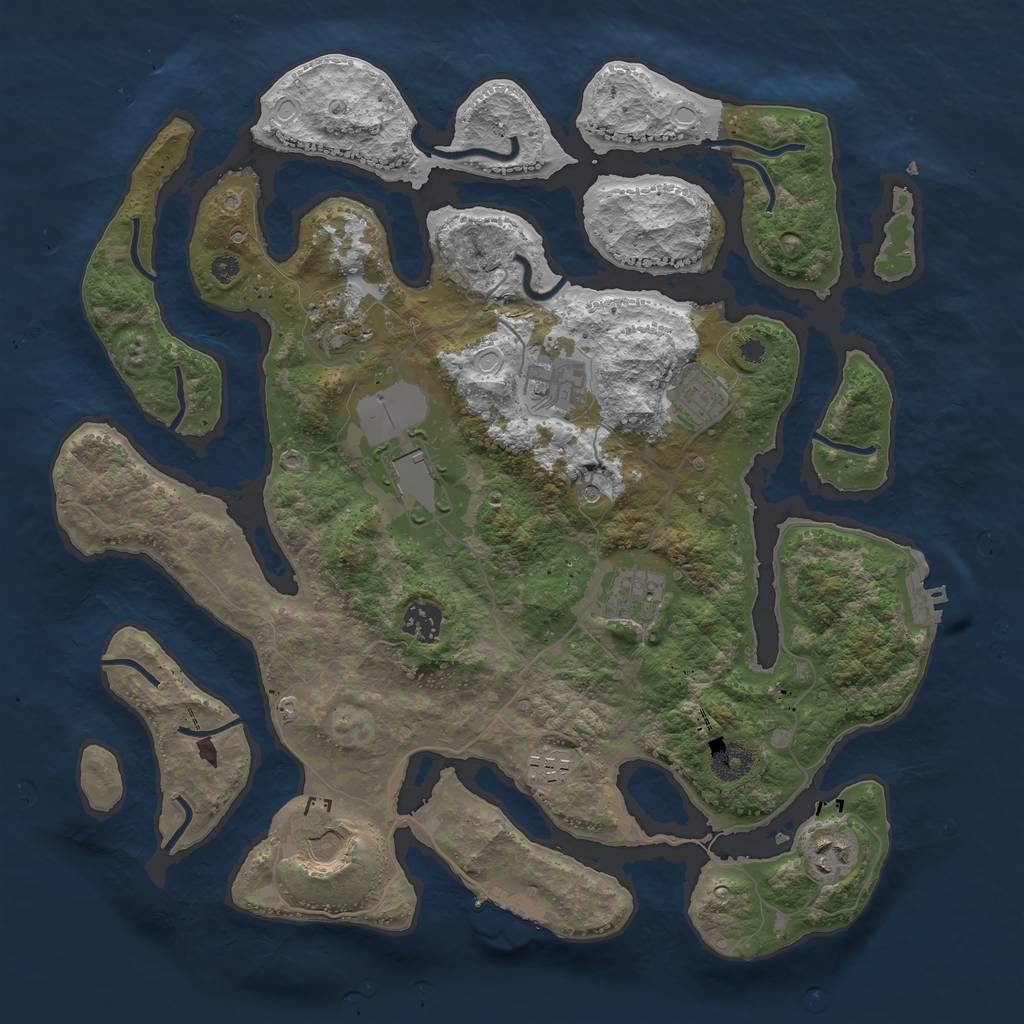 Rust Map: Procedural Map, Size: 3800, Seed: 38742634, 17 Monuments