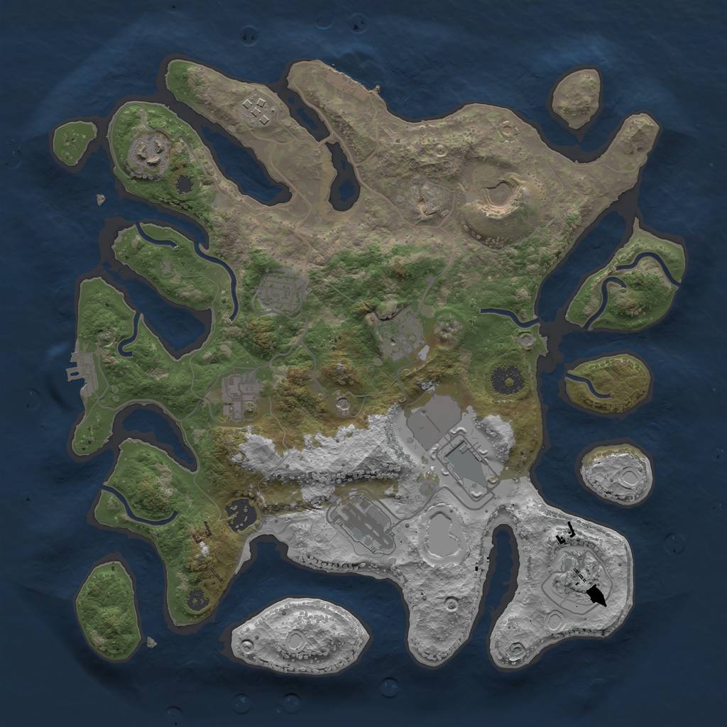 Rust Map: Procedural Map, Size: 3500, Seed: 166465027, 18 Monuments