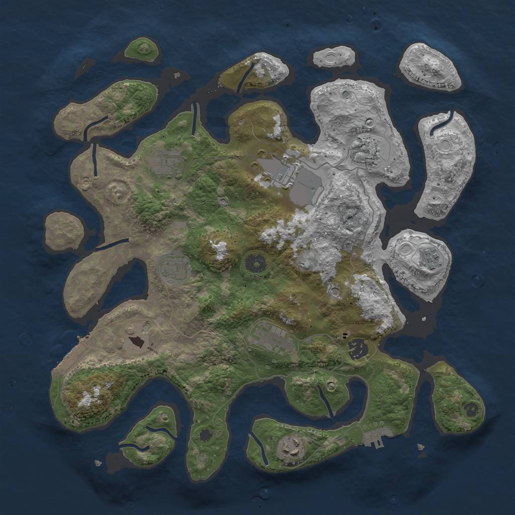 Rust Map: Procedural Map, Size: 3750, Seed: 562393213, 17 Monuments