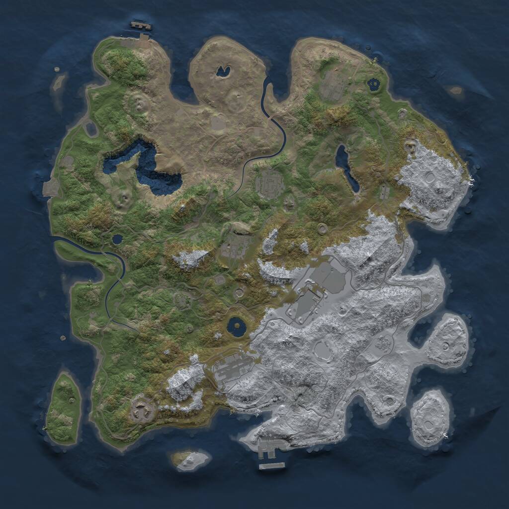 Rust Map: Procedural Map, Size: 4000, Seed: 2137257873, 12 Monuments