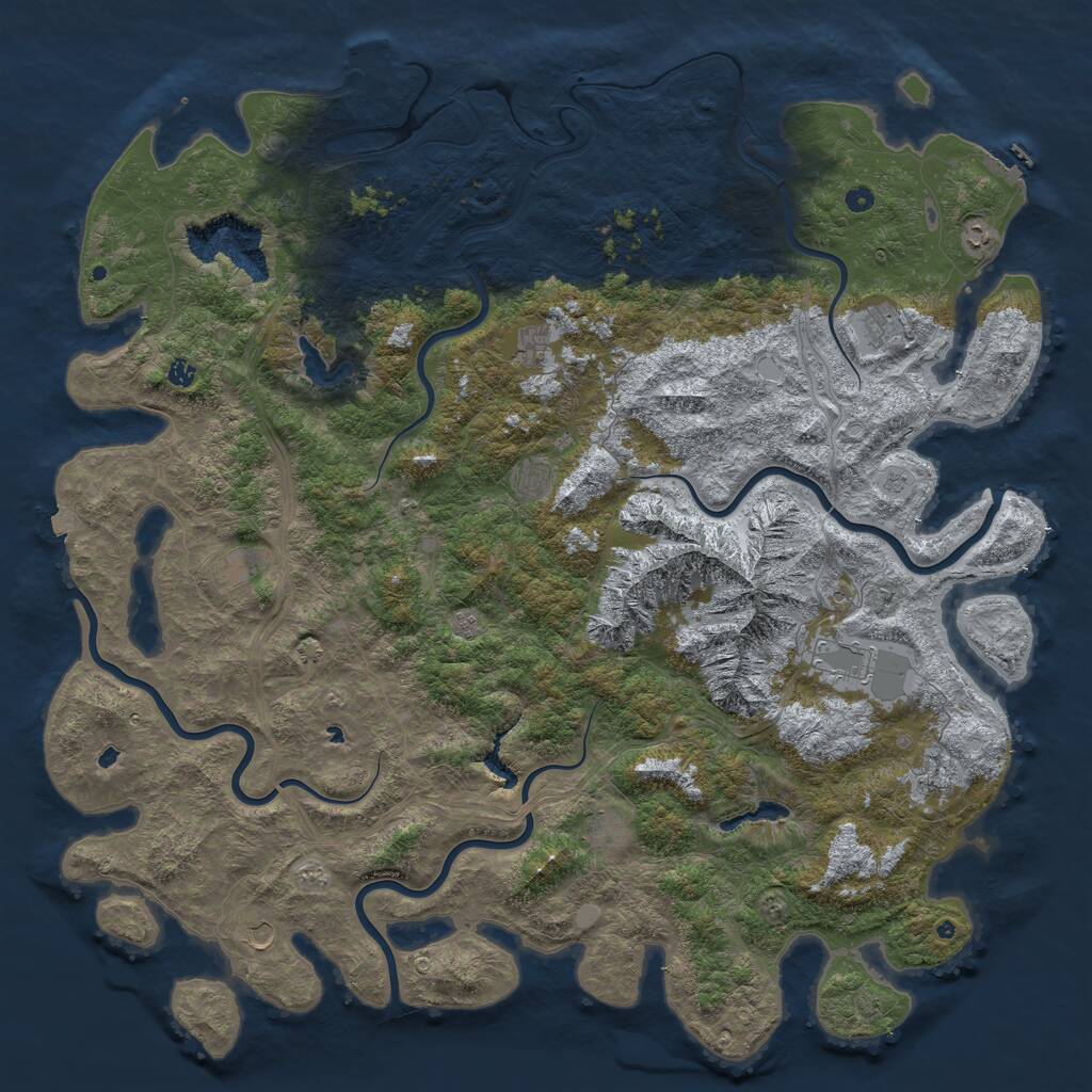 Rust Map: Procedural Map, Size: 6000, Seed: 7713489, 17 Monuments