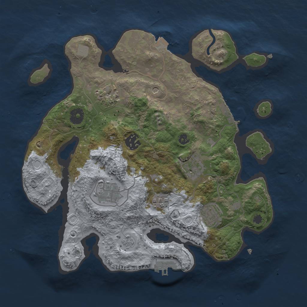 Rust Map: Procedural Map, Size: 3000, Seed: 412036595, 13 Monuments