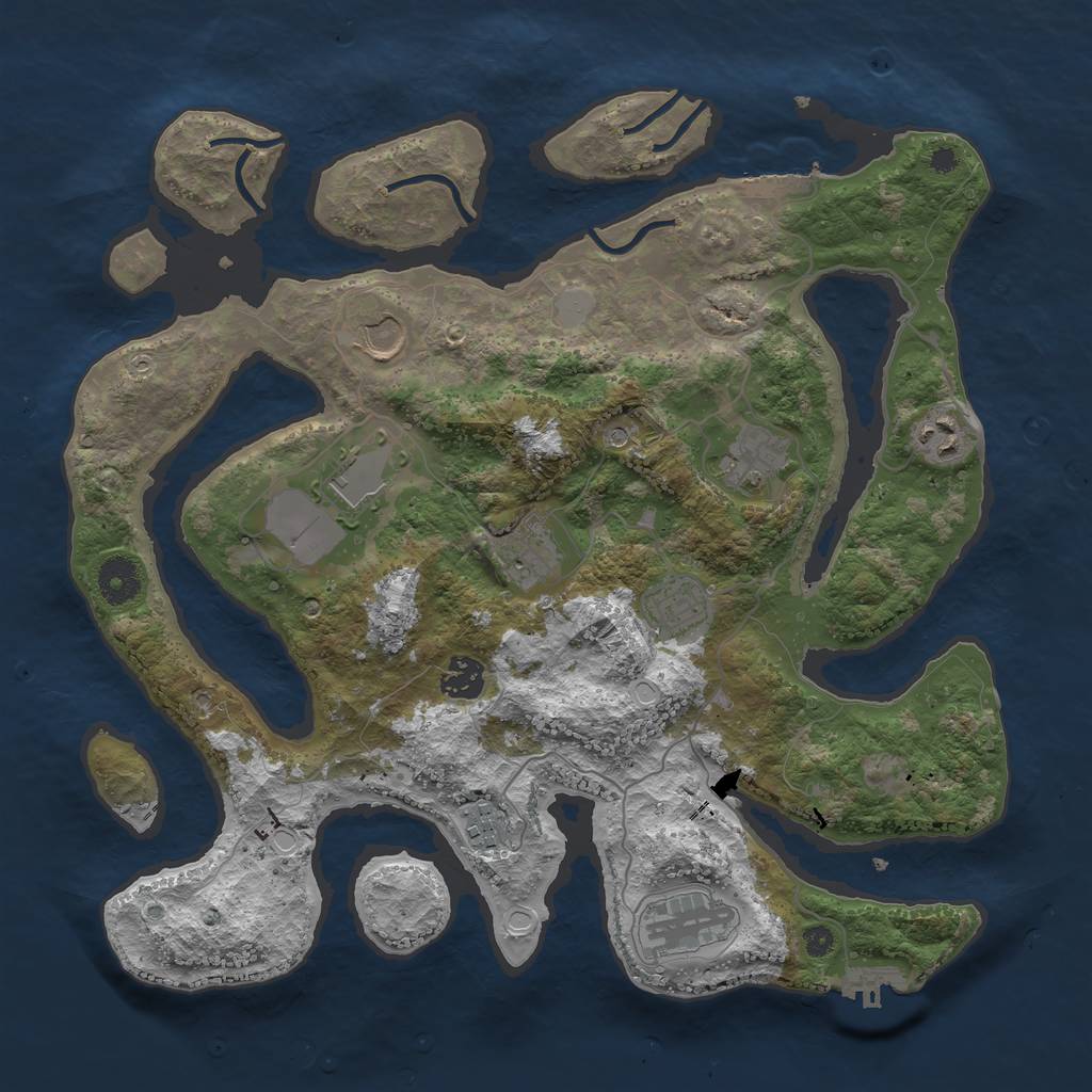 Rust Map: Procedural Map, Size: 3700, Seed: 447219885, 17 Monuments