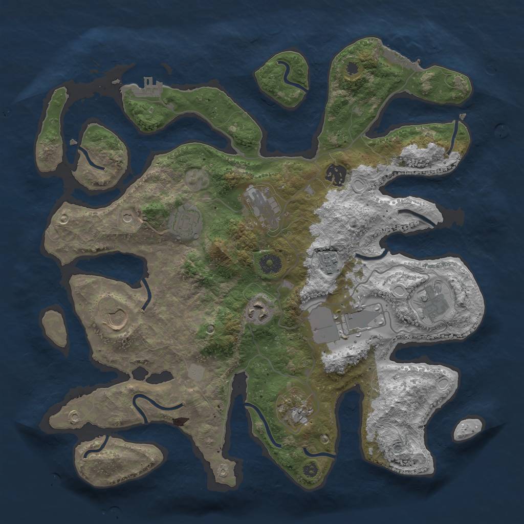 Rust Map: Procedural Map, Size: 3700, Seed: 4712, 17 Monuments