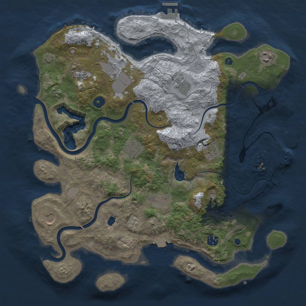 Rust Map: Procedural Map, Size: 4000, Seed: 351164232, 16 Monuments