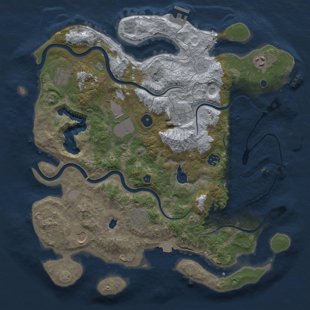Rust Map: Procedural Map, Size: 4000, Seed: 351164232, 14 Monuments