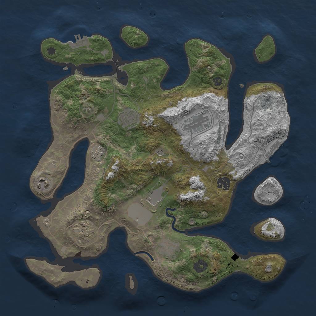 Rust Map: Procedural Map, Size: 3500, Seed: 45455445, 16 Monuments