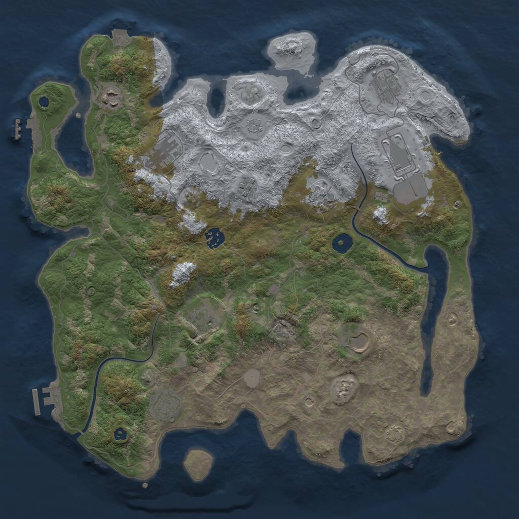 Rust Map: Procedural Map, Size: 3950, Seed: 708376028, 16 Monuments