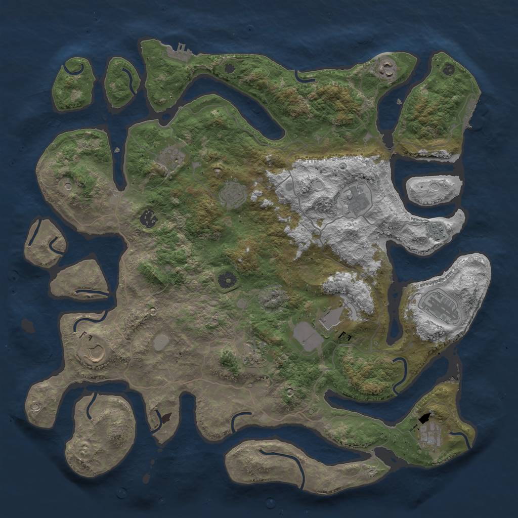 Rust Map: Procedural Map, Size: 4500, Seed: 546705010, 19 Monuments