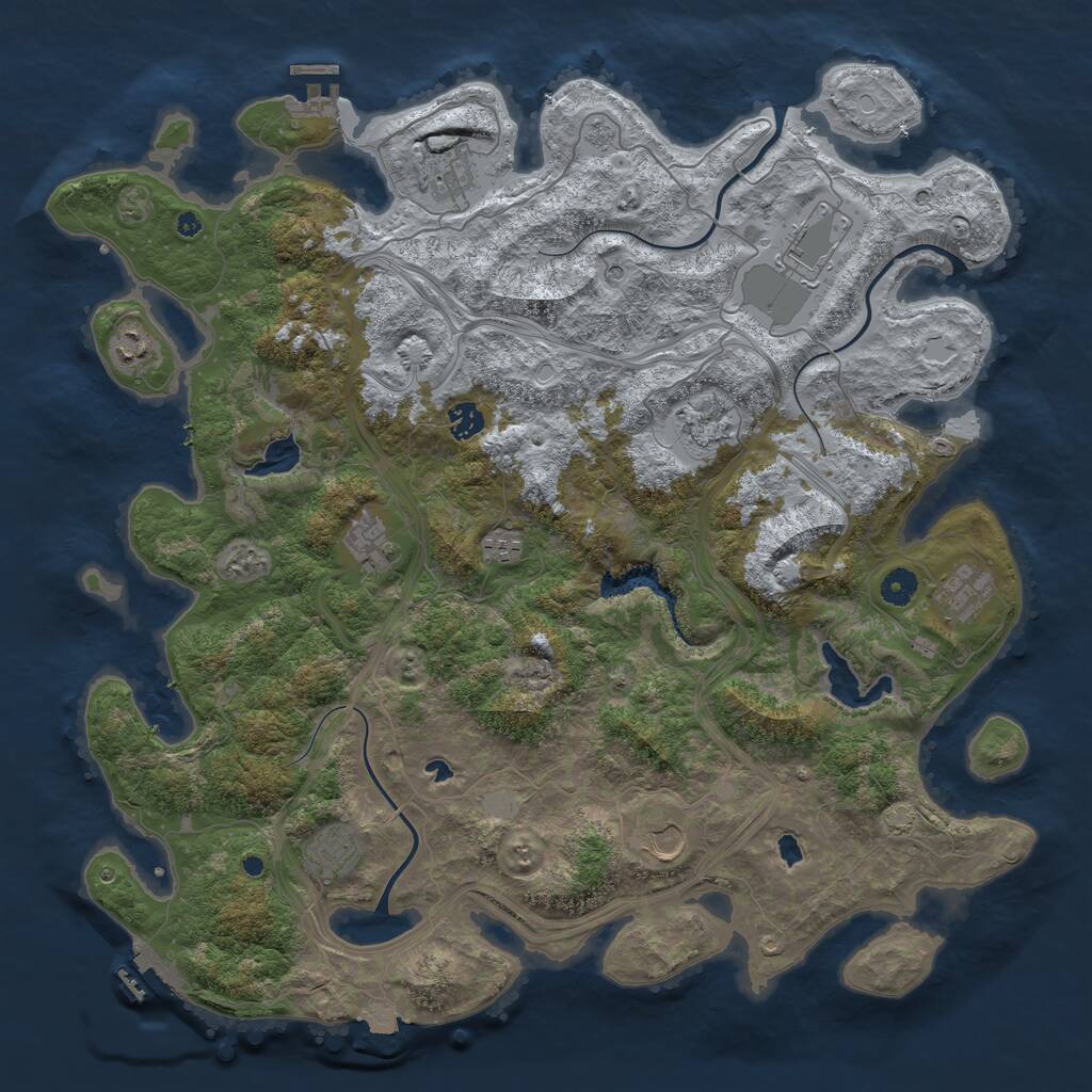 Rust Map: Procedural Map, Size: 4500, Seed: 6458163, 16 Monuments